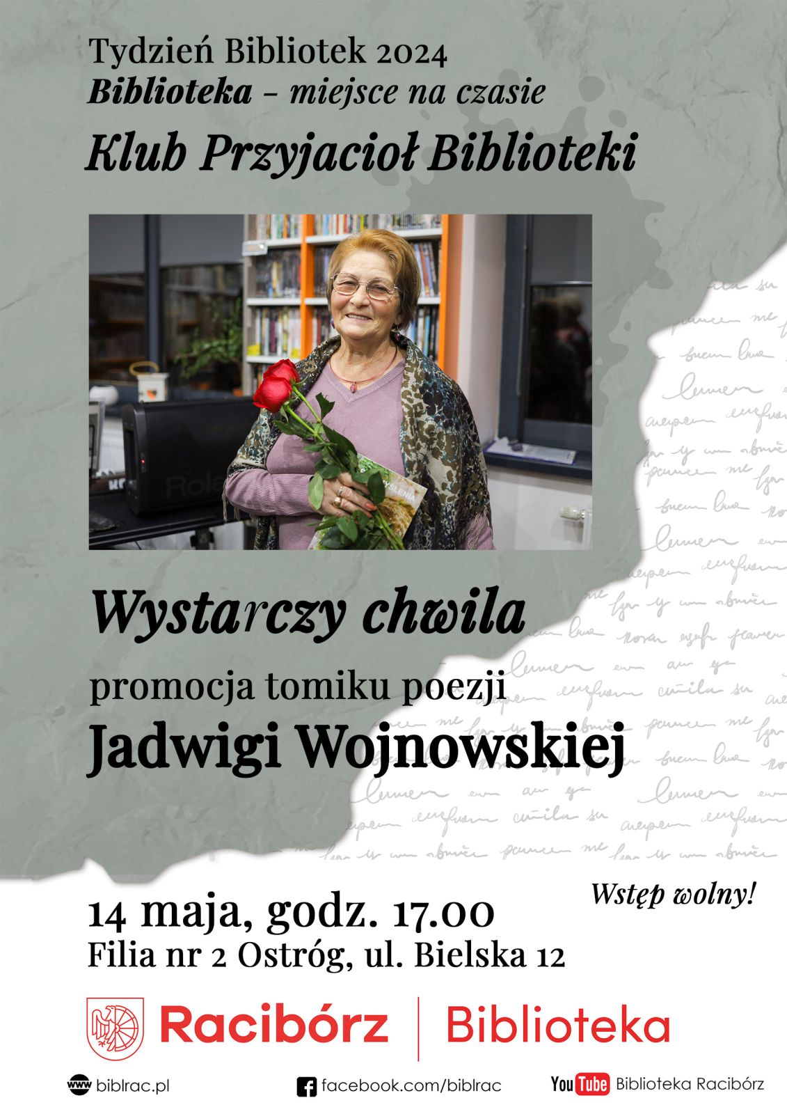 plakat promocja tomiku poezji Jadwigi Wojnowskiej